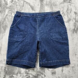 Just My Size JMS Shorts Women 1X/16W Blue Dark Wash Denim Pull On Bermuda Casual